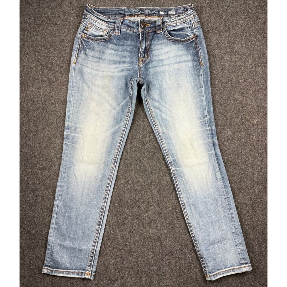 Miss Me Ankle Skinny Jeans Womens 29 Medium Wash Embroidered MP8730AK Mid Rise